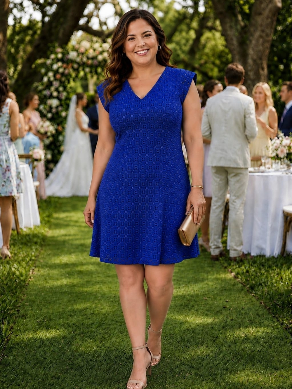 NWT Kate Spade Royal Blue Guipure Lace V-Neck Dress - Size 12